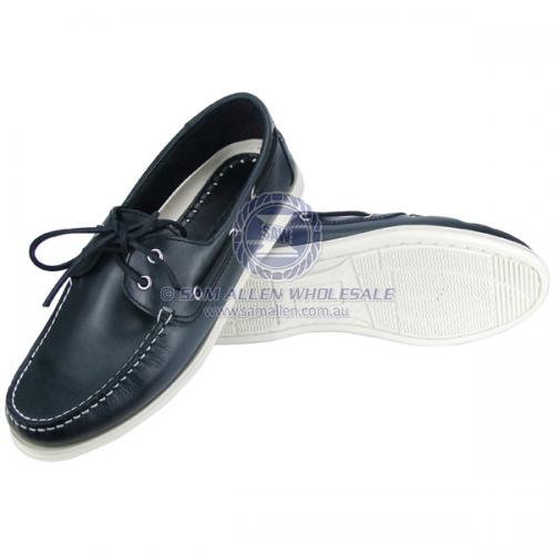 Flinders Leather Deck Shoe Size 42 Navy V2-FLIN42