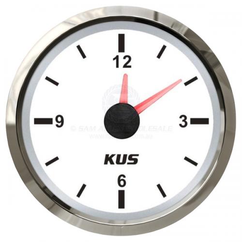 Clock 12Hr 12/24V White / SS Bezel V2-43770