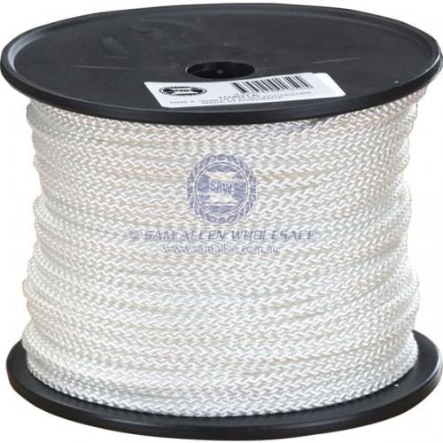 4mm x 100m Polyester Rope - 8 Plait White (Reel) V2-10401A