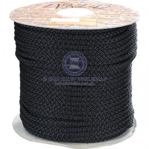 16mm x 100m Polyester Rope - 16 Strand Double Braid Black (Reel) V2-10477