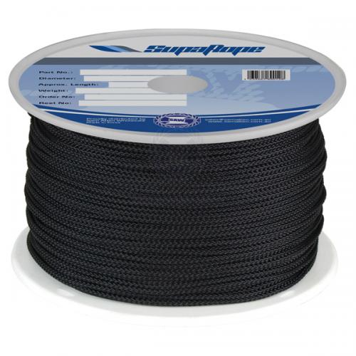 4mm x 100m Polyester Rope - 8 Plait Black (Reel) V2-10401C