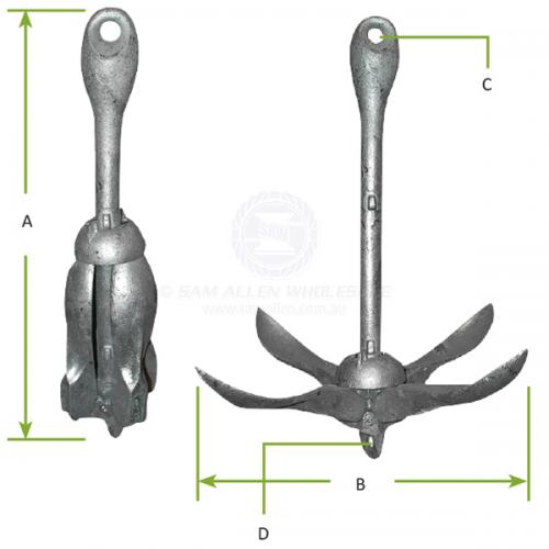 Anchor-Folding Grapnel 3.2kg (7Lb) V2-12032