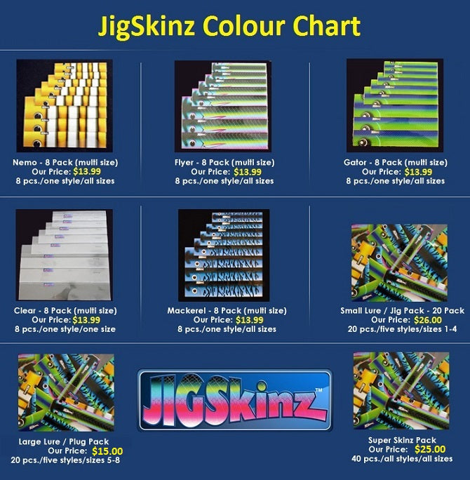 20 Small JigSkinz - 5 Styles / Sizes 2-4 (V2-jig-20)